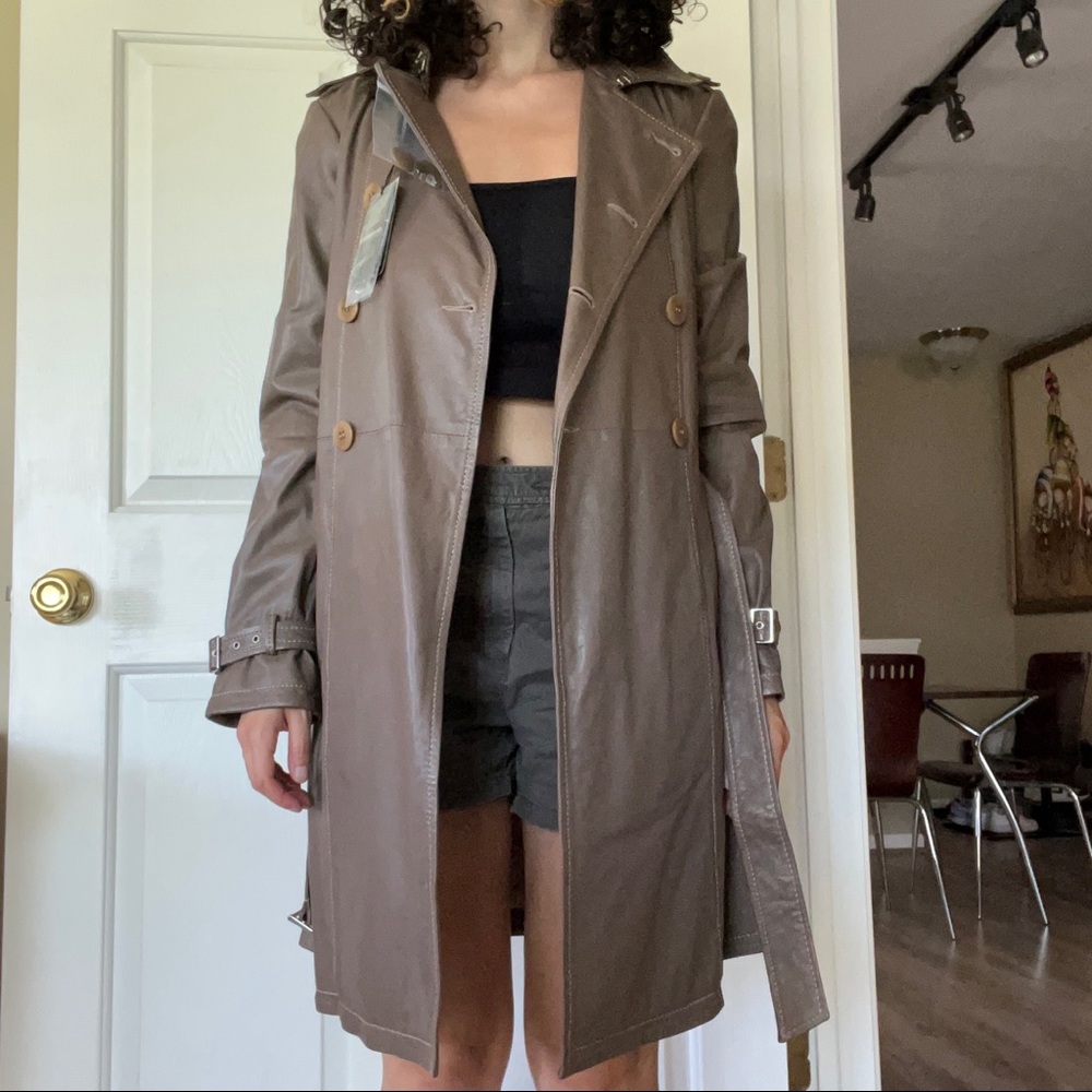 Emporio Armani brown leather jacket